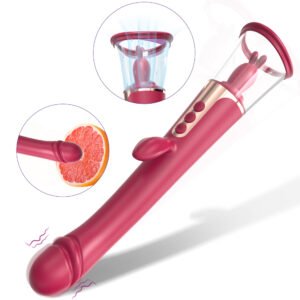 Licking tongue vibrator+insertion vibrator Esther（Rose Red）